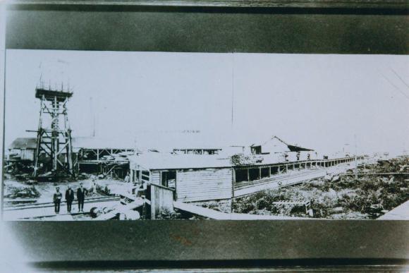 [Photo of Mayo Singh, Doman Singh, and Kapoor Singh on the boardwalk, Paldi, B. C.]