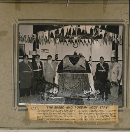 [Newspaper article titled "The beard and turban must stay"]