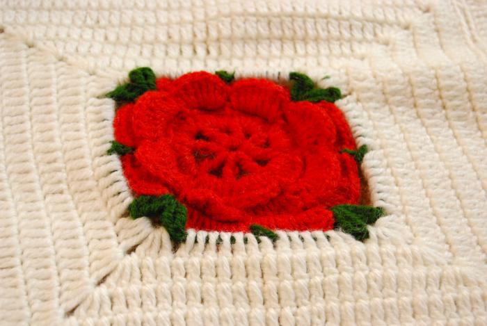 [Photo of a crocheted rose]