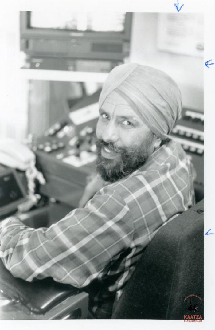 [Portrait photo of Karnail S. Hayer at Canadian Pacific Forest Products in Ladysmith, B.C.]