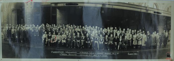 [Group photo of attendees from the IWA (C.I.O) District Council No. 1 6th Annual Convention in Vancouver, B.C.]