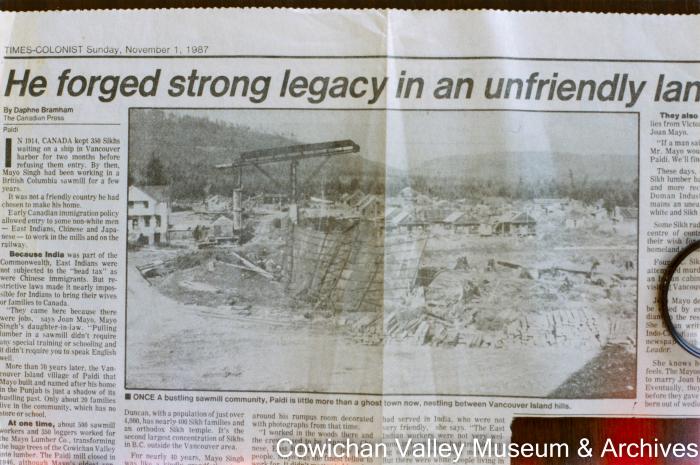[Newspaper with headline "He forged strong legacy in unfriendly land"]
