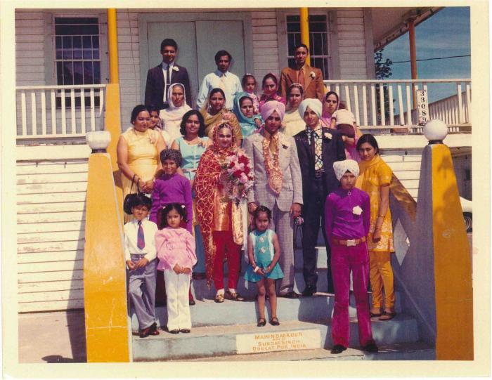 [Group photo of Rajinder Singh on his wedding day at the Gur Sikh Temple]
