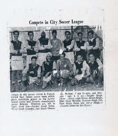 [Newspaper clipping entitled, "Compete in City Soccer League"]