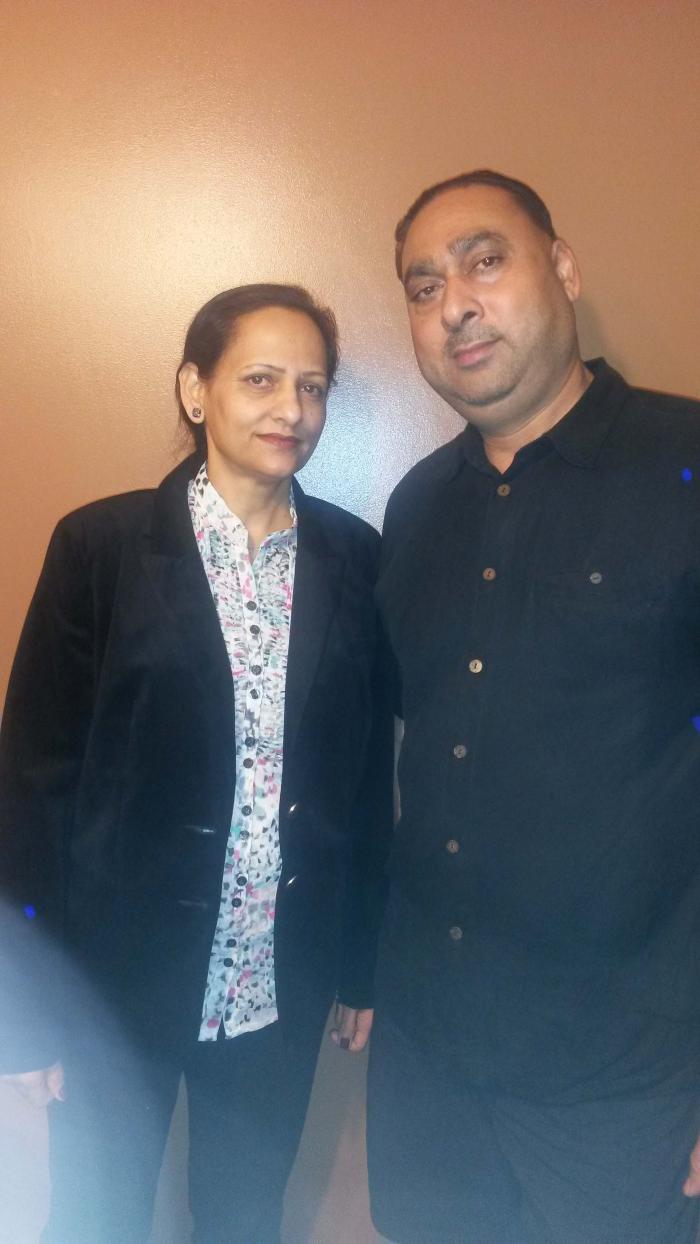 [Photo of Sukhwinder Bolla with wife]
