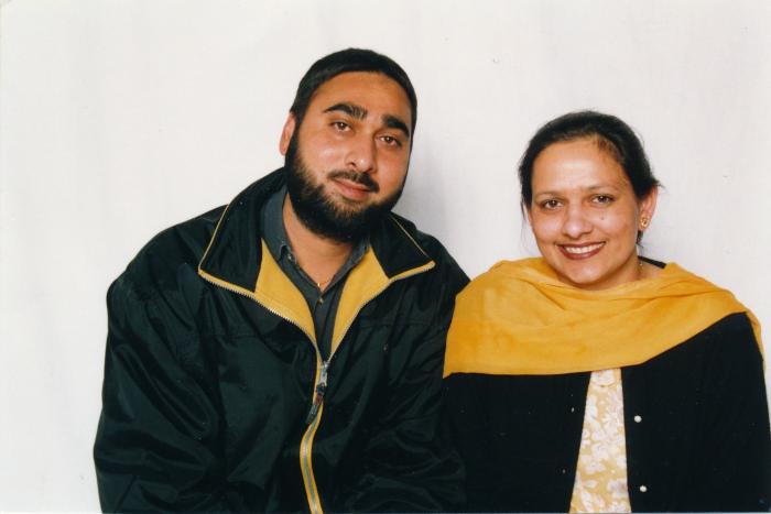 [Photo of Sukhwinder Bolla with wife]
