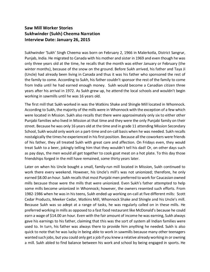 [Narrative of Sukh Cheema]