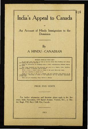 India's appeal to Canada or an account of Hindu immigration to the dominion