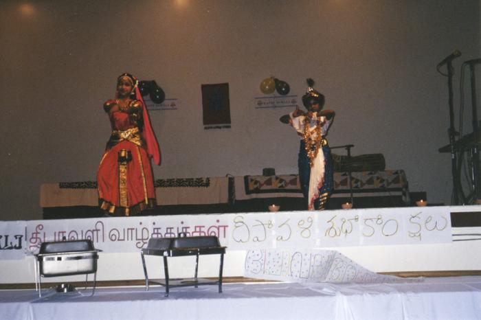 [Photo of two unidentified dancers at the Deepavali cultural event, Vancouver, B.C.]