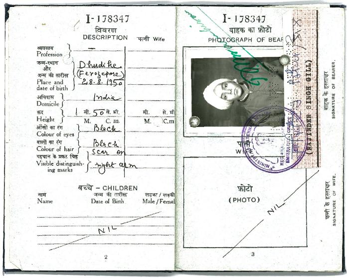 [Passport of Rajinder Singh Gill]