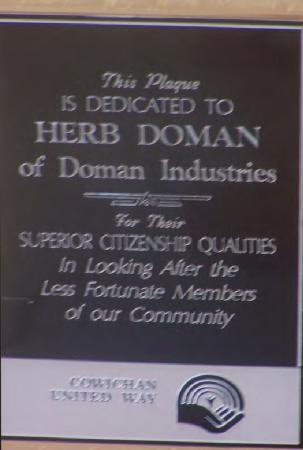 [Award presented by Cowichan United Way to Herb Doman to Herb Doman for his superior citizenship qualities]