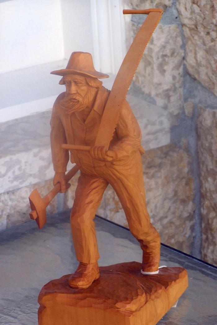 [Wooden figure of a lumber worker by an unidentified artist]