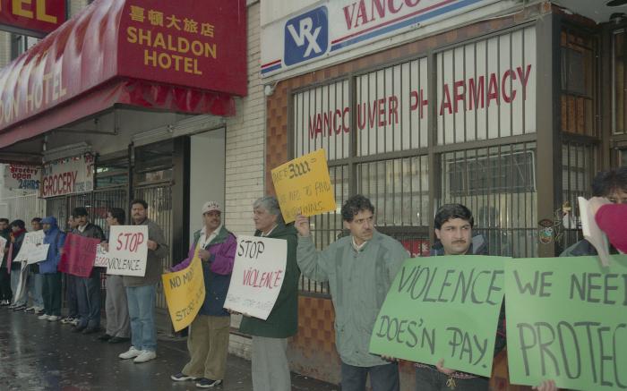 MJM grocery store : store owners protest for protection Mohammed Azghar clerk