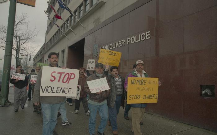 MJM grocery store : store owners protest for protection Mohammed Azghar clerk