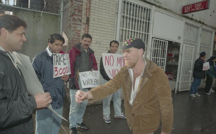 MJM grocery store : store owners protest for protection Mohammed Azghar clerk