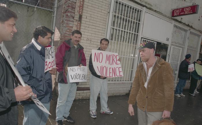 MJM grocery store : store owners protest for protection Mohammed Azghar clerk