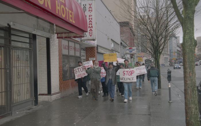 MJM grocery store : store owners protest for protection Mohammed Azghar clerk