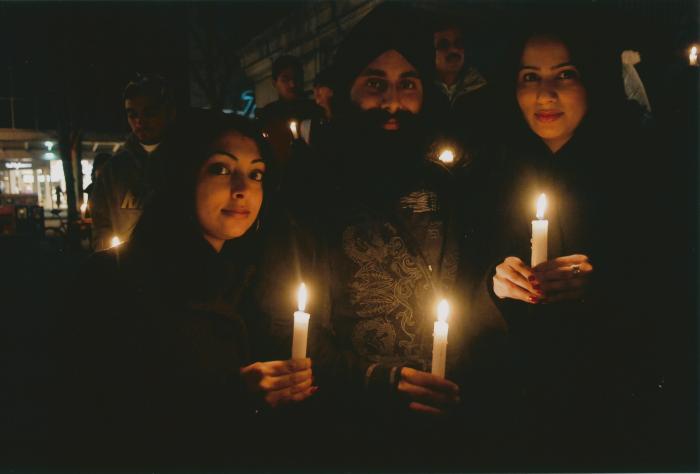 [Candle vigil at the Vancouver Art Gallery]