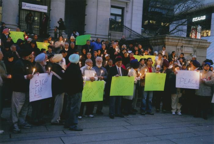 [Candle vigil at the Vancouver Art Gallery]