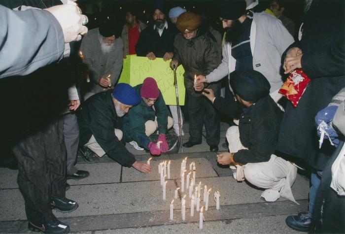 [Candle vigil at the Vancouver Art Gallery]