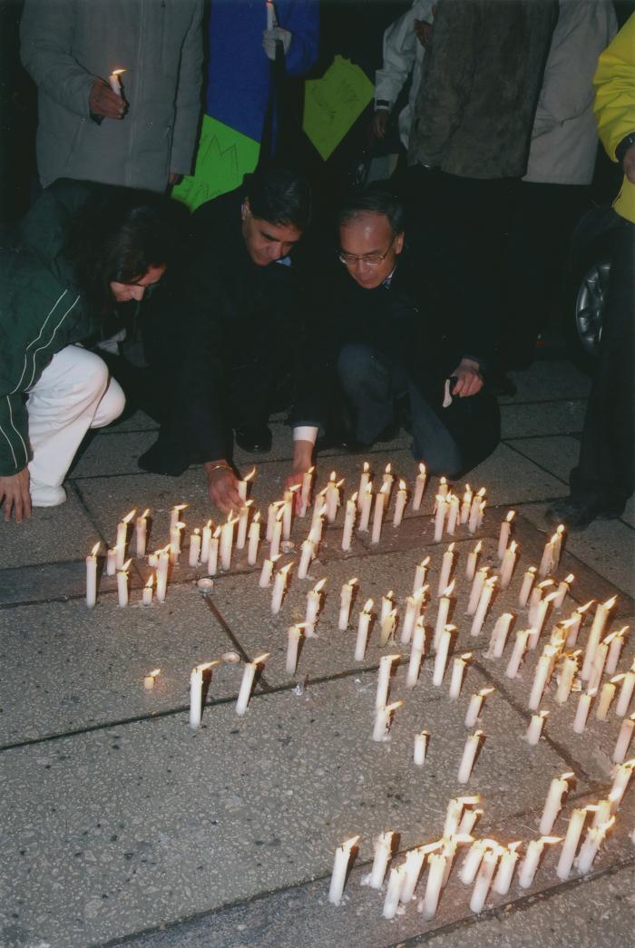 [Candle vigil at the Vancouver Art Gallery]