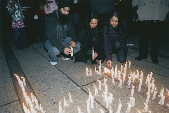 [Candle vigil at the Vancouver Art Gallery]