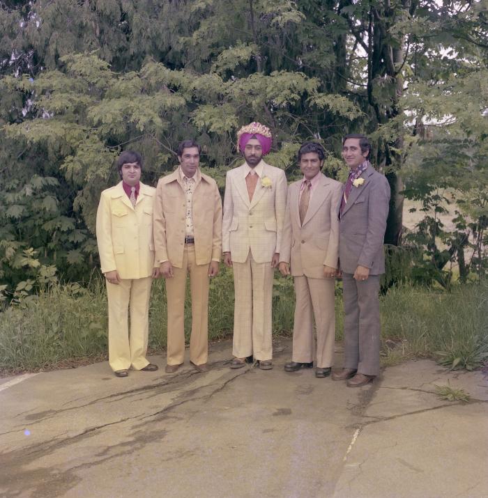 [Portrait of Shinder Sandhu and four unidentified men]