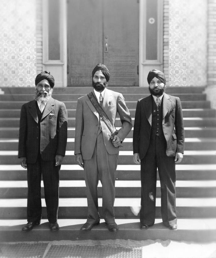 [Arjan Singh, Nagindar Singh Gill and Dedar Singh, officers of the Khalsa Diwan Society]