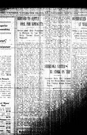 Newsclipping - Victoria Daily Colonist: Refused to supply coal for Komagata