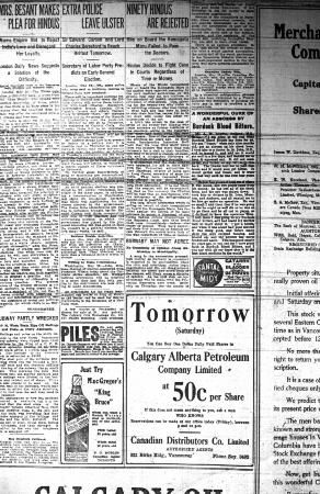 Newsclipping - Vancouver Daily Province: Ninety Hindus are rejected. Page 24