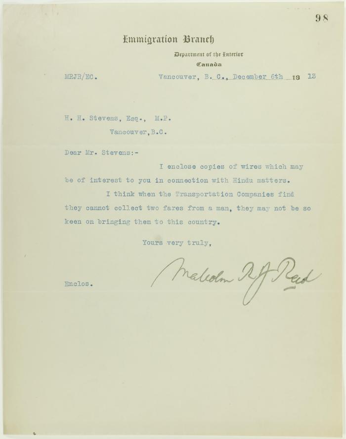 Letter from Malcolm Reid to Stevens, enclosing telegrams
