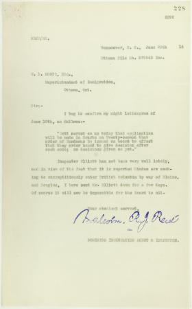Copy of letter from Reid to W. D. Scott confirming night-letter