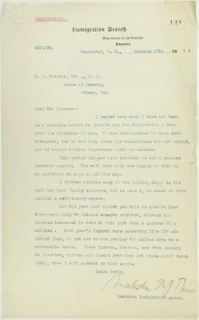 Letter from Malcolm Reid to Stevens enclosing declarations of Sikhs re tyranny, and including immigration statistics