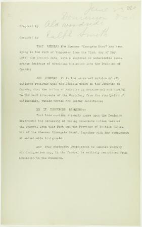 Copy of Resolution proposed at Dominion Hall (see pp. 260-282)