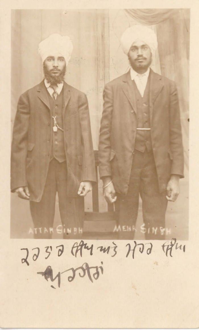 [Photo postcard of Attar Singh and Mehr Singh]