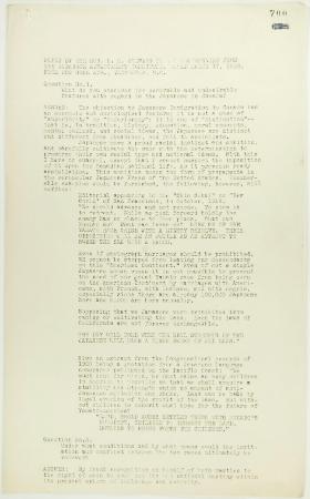 Reply by Stevens to a Questionnaire from the Japanese Advancement Committee. Page 1-2