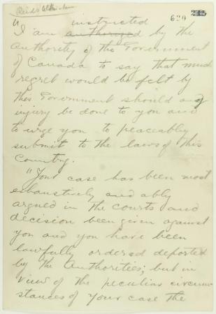 Pencil draft of statement by Reid to passengers of the Komagata Maru (see p. 602). Page 1-3