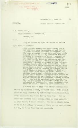Copy of letter from Reid to W. D. Scott re activities of J. E. Bird. Page 1-3
