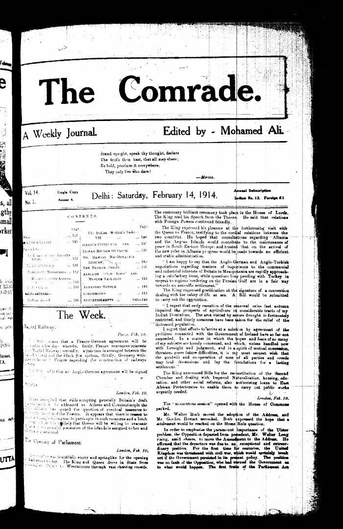 The Comrade: A Weekly Journal. Volume 14, Number 7