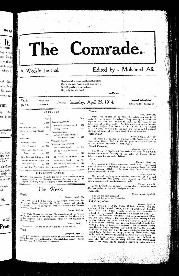 The Comrade: A Weekly Journal. Volume 7, Number 17