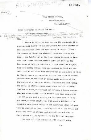 [Falk Warren, retired Colonel (Royal Artillery), to John E. Ellis, Under-Secretary of State for India. Copy]