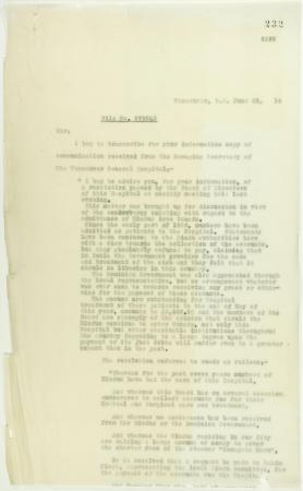 Copy of letter from Reid to W. D. Scott enclosing a communication from the Managing Secretary of the Vancouver General Hospital re non-payment of bills by Hindus in Vancouver. Page 1-2