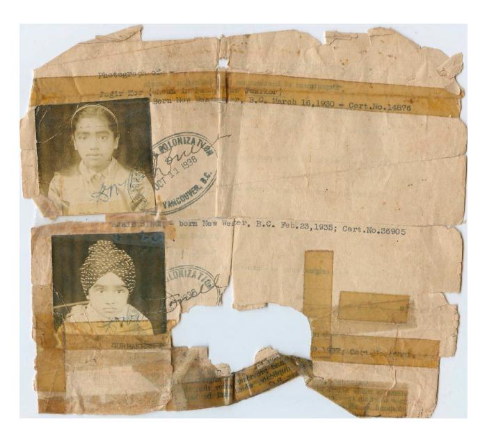 [Certificate of Registration of Juarkor, Ajaeb Singh, and Gur Bakhsh Singh]