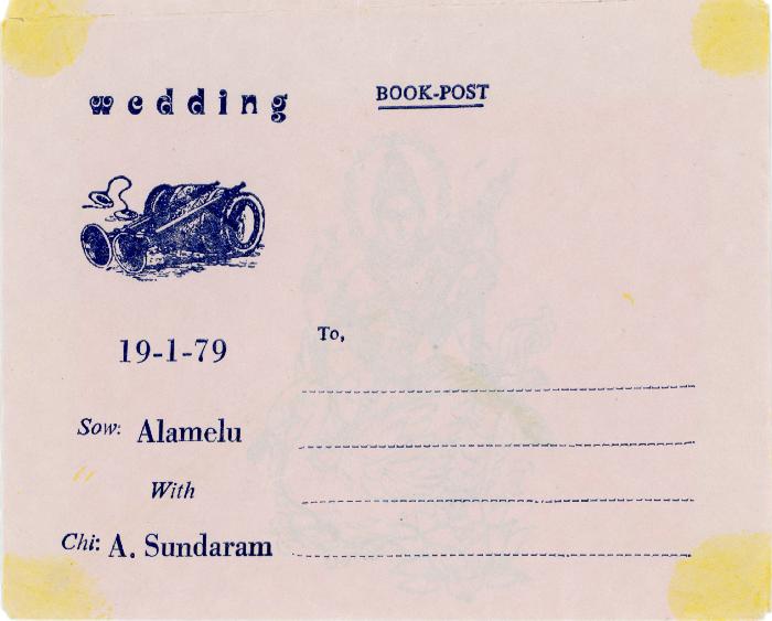 [Wedding invitation of A. Sundaram & Alamelumangai]