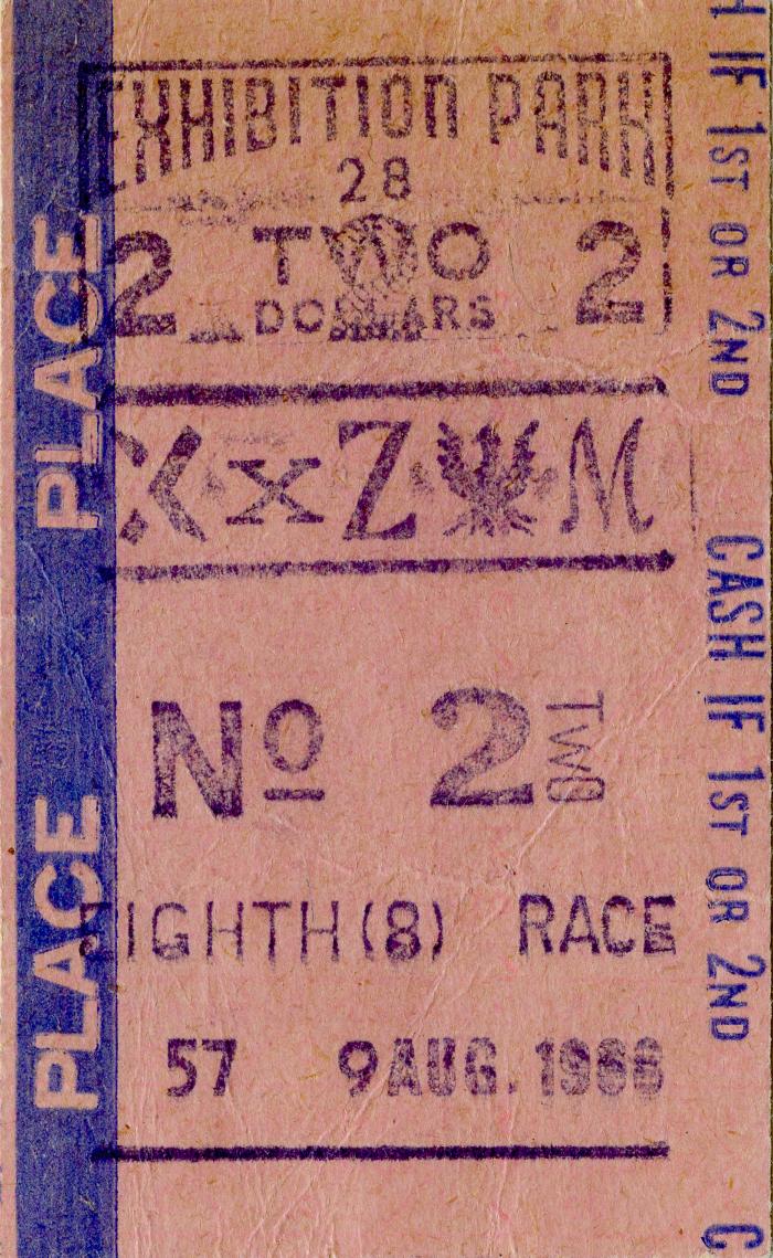 [Exhibition Park horse racing ticket]