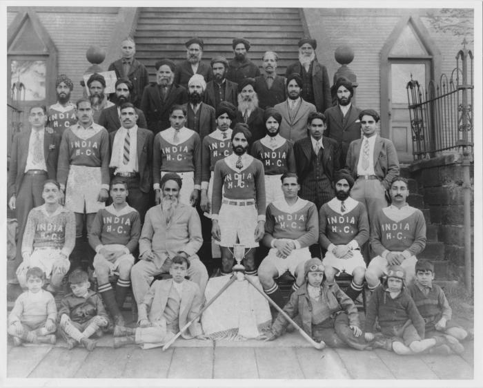[The India Hockey Club in front of the Second Avenue Gurdwara in Vancouver]