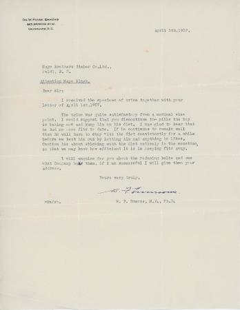 [Letter from W. Frank Emmons to Mayo Singh]