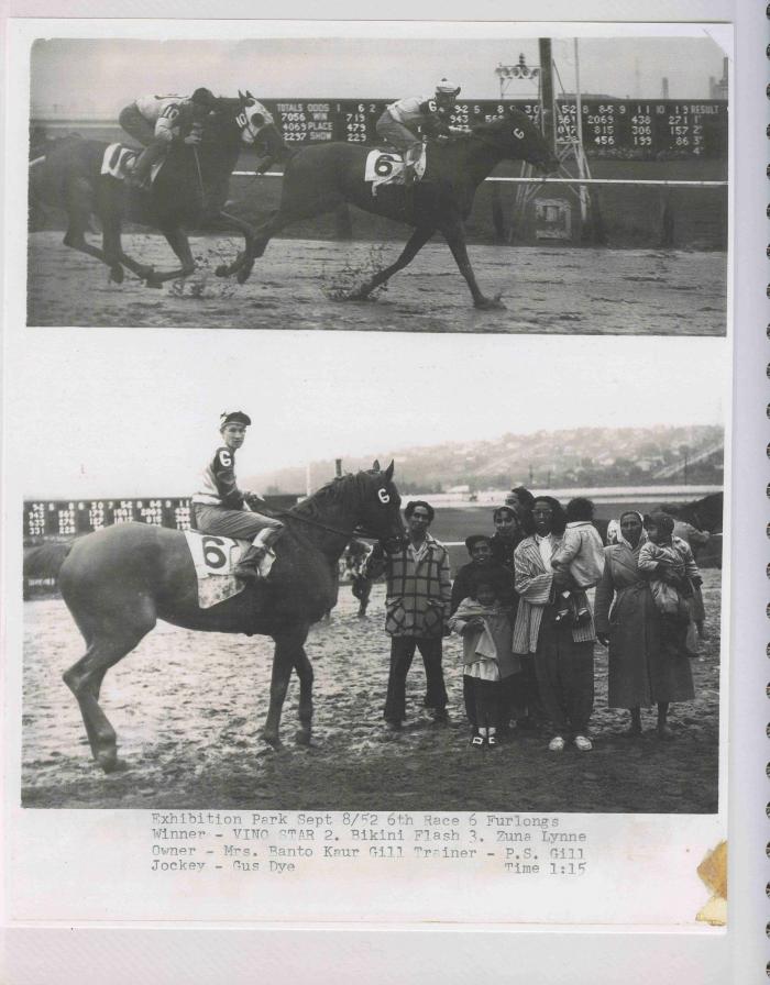 [Photos of Vino Star from the race on September 8, 1952]