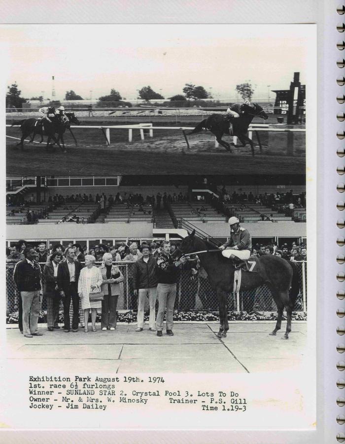[Photos of Sunland Star from the race on August 19, 1974]