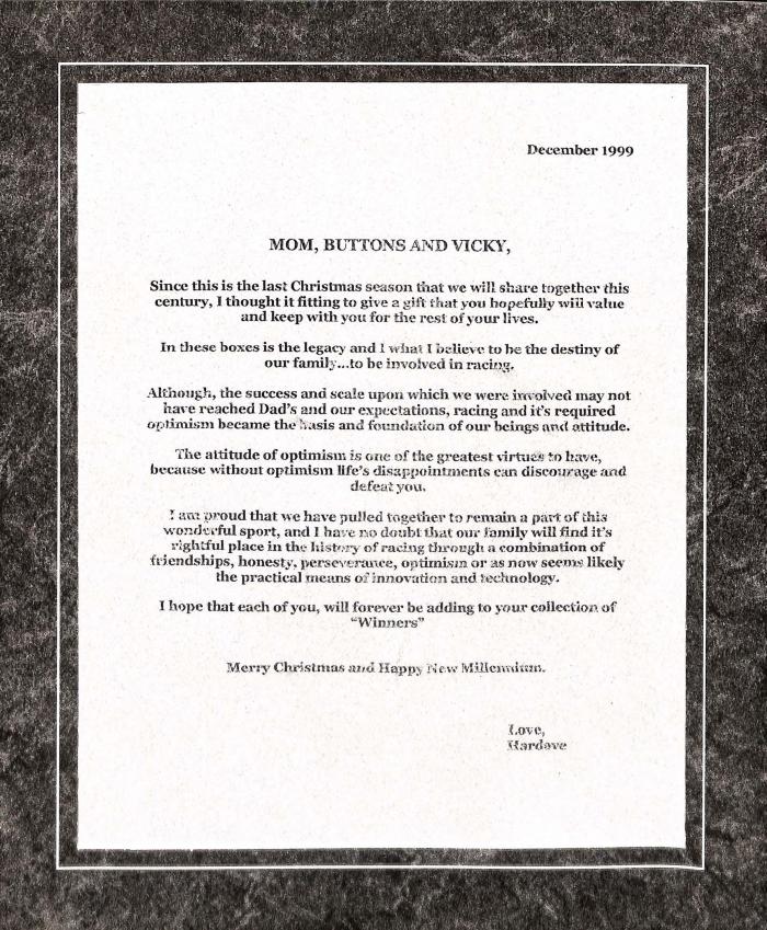 [Christmas gift note from Hardave Gill to Banto, Buttons, and Vicky Gill]